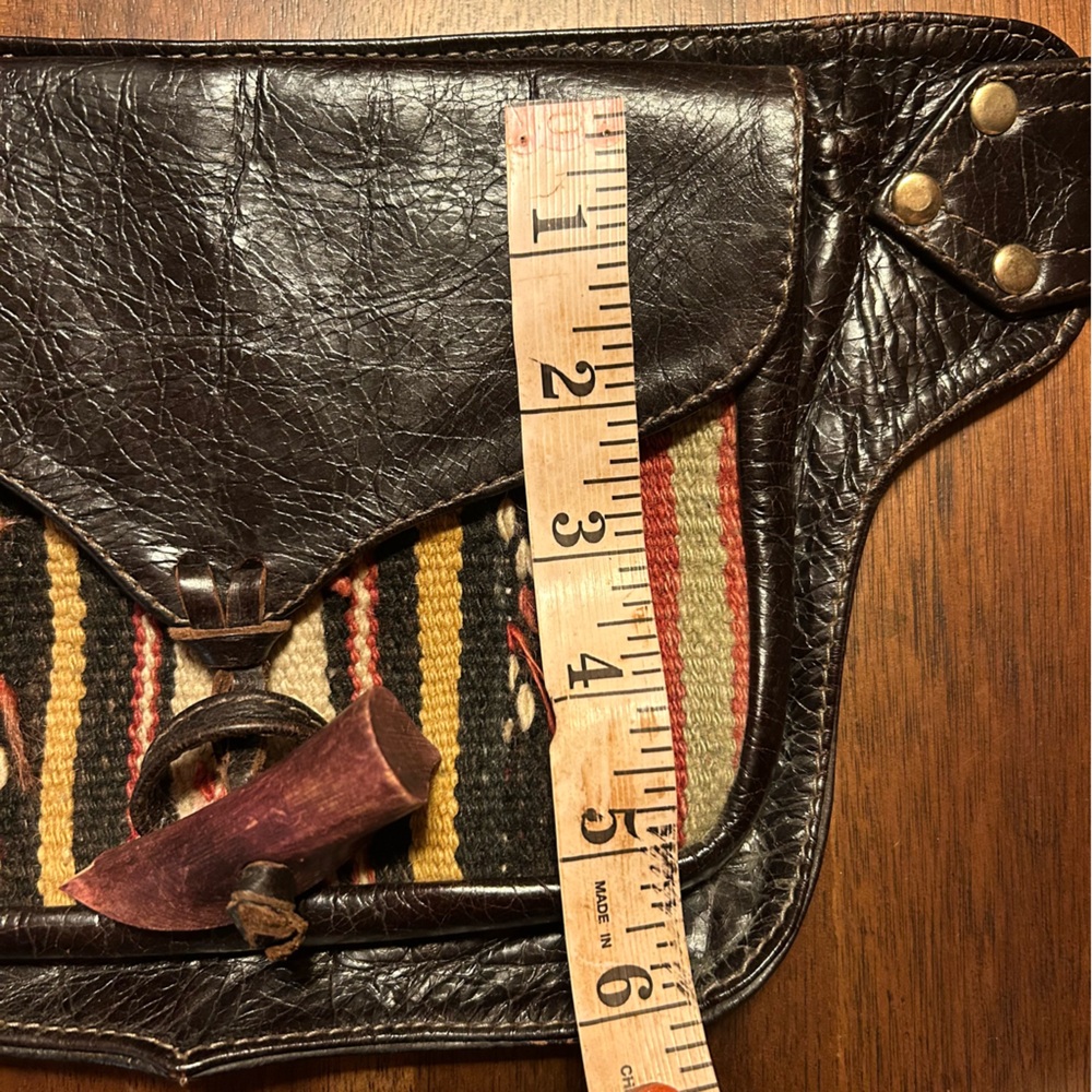 Calleen Cordero Cracked Brown Leather Belt Bag with Upcycled Vintage Kilim - Picture 16 of 16
